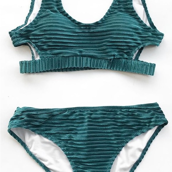 🦕Teal Ribbed Velvet Bikini Set - Picture 4 of 4
